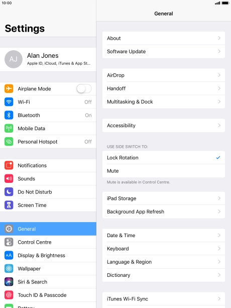 Press Software Update. If a new software version is available, it's displayed. Follow the instructions on the screen to update the tablet software.