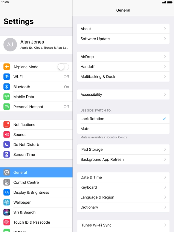 Press Software Update. If a new software version is available, it's displayed. Follow the instructions on the screen to update the tablet software.
