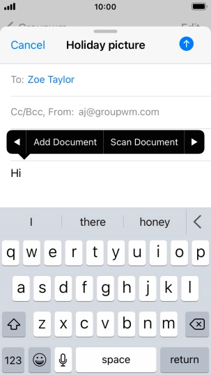 Press Add Document and follow the instructions on the screen to attach a document.