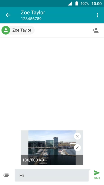 Press the send icon when you've finished your picture message.