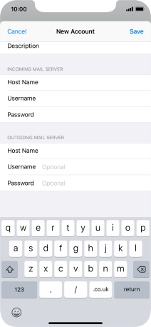 Press Username and key in the username for your email account. Please note that if you're using Vodafone's outgoing server, leave the username field empty.