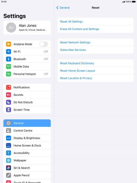 Press Reset All Settings.