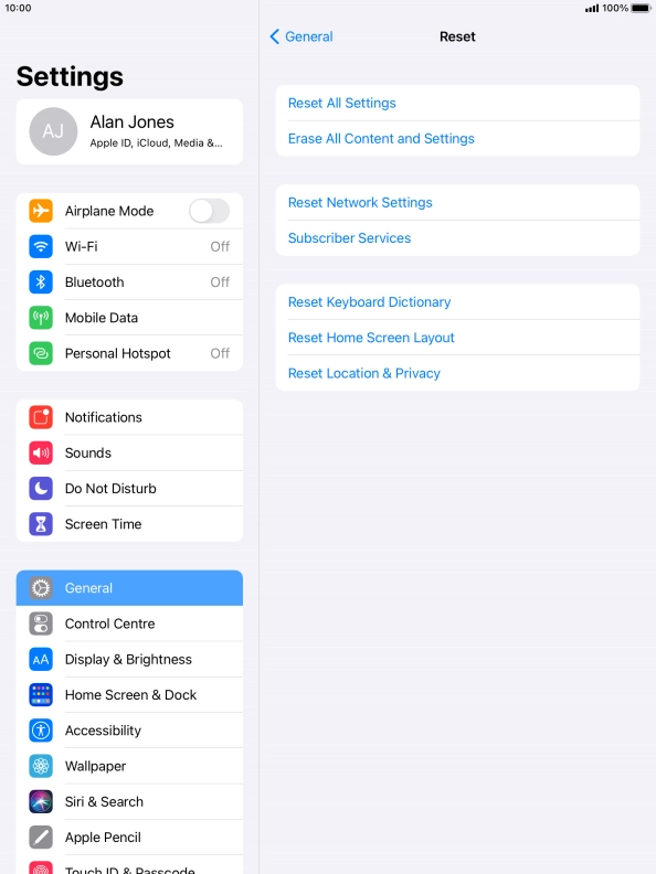Press Reset All Settings.