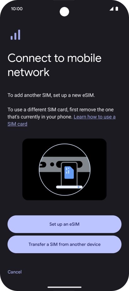 Press Set up an eSIM.