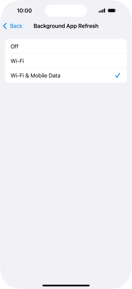To turn off background refresh of apps, press Off.
