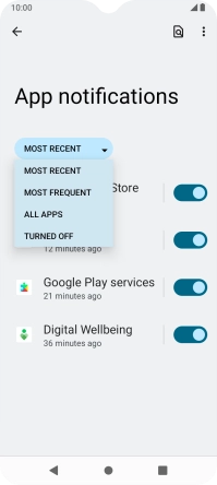 Press the required setting.