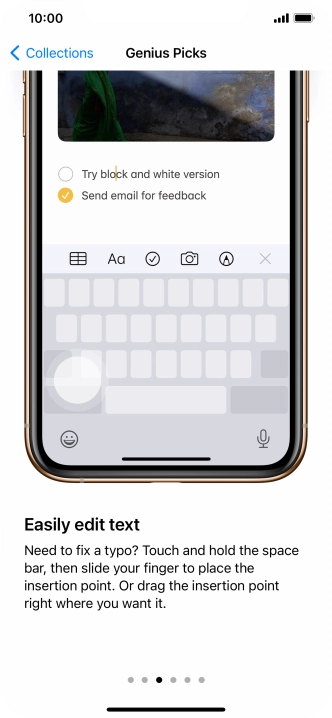Slide your finger upwards starting from the bottom of the screen to return to the home screen.
