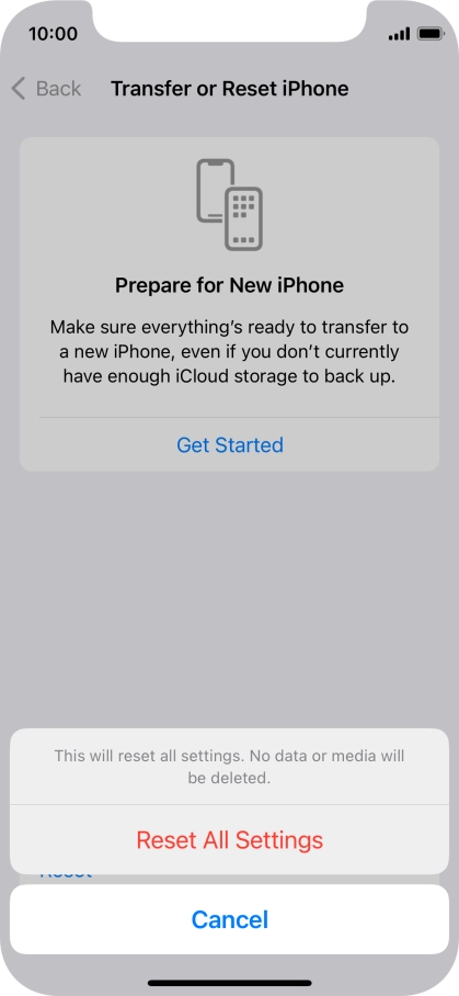 Press Reset All Settings.