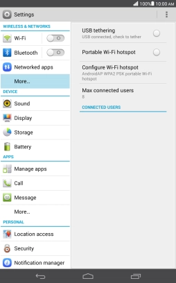 Press Portable Wi-Fi hotspot.