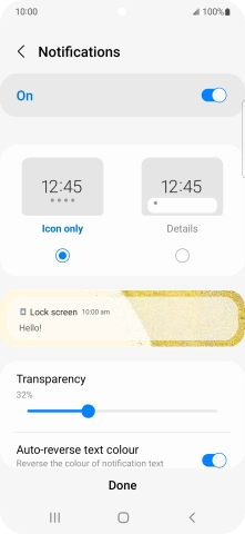 Press the required settings to turn them on or off.