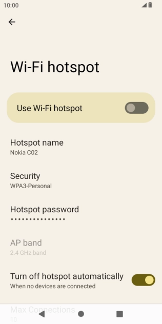 Press Hotspot password.