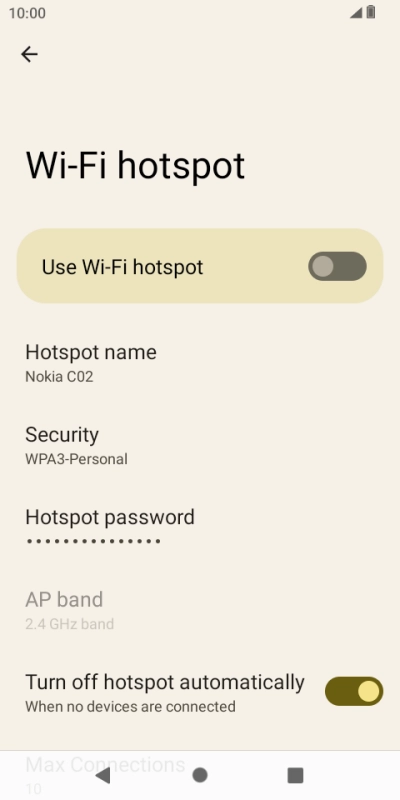 Press Hotspot password.