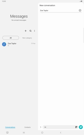 Press the send icon when you've finished your text message.