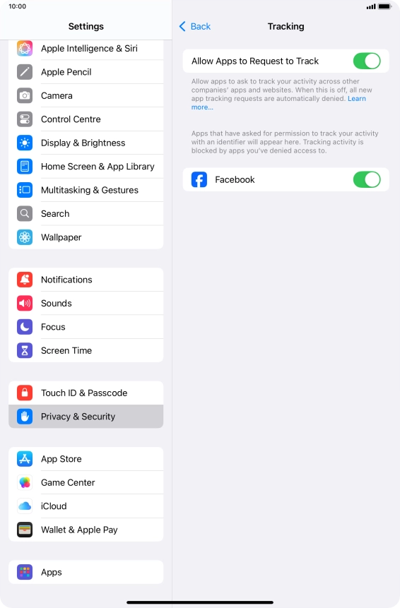 Press the indicator next to 