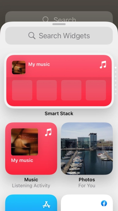 Press the required widget.