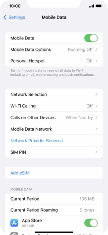 Press Mobile Data Options.