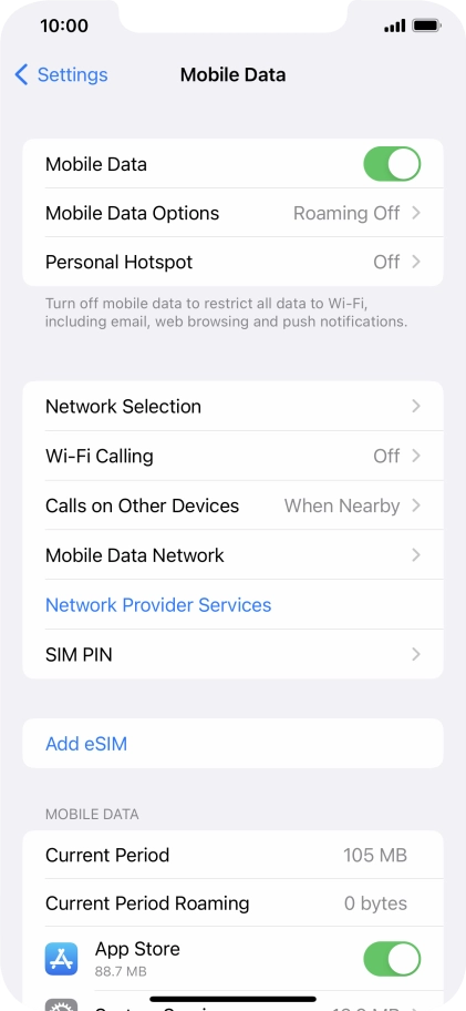 Press Mobile Data Options.