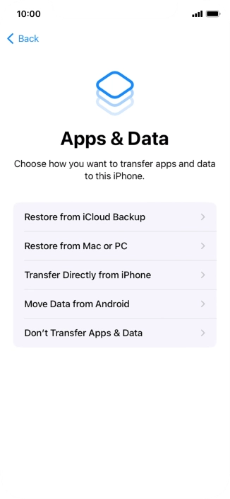 You can transfer content from an Android phone when your phone is activated for the first time and after a factory reset. When this screen is displayed, your phone is ready to transfer content from an Android phone.