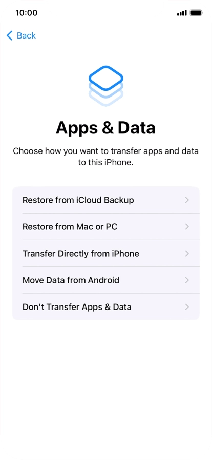 You can transfer content from an Android phone when your phone is activated for the first time and after a factory reset. When this screen is displayed, your phone is ready to transfer content from an Android phone.