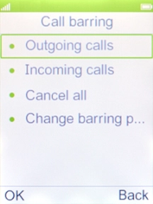 Select the required barring category.