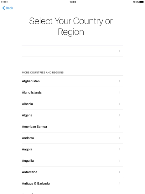 Press the required country or area.