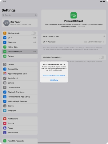 If Wi-Fi is turned off, press Turn on Wi-Fi and Bluetooth.