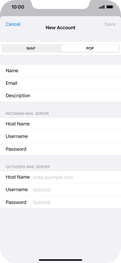 Press Host Name and key in the name or IP address of your email provider's outgoing server. Please note that if you can't send email messages when using your email provider's outgoing server, key in smtp.vodafone.net.au (Vodafone's outgoing server).