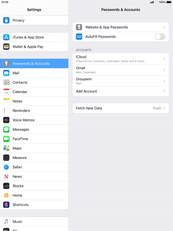 Press the required account.