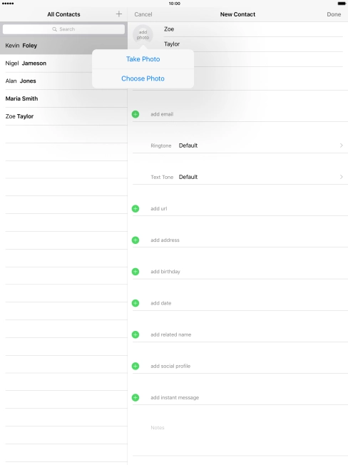 Press Choose Photo and go to the required folder.