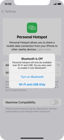 If Wi-Fi is turned on, press Wi-Fi and USB Only.