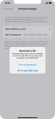 If Wi-Fi is turned on, press Wi-Fi and USB Only.