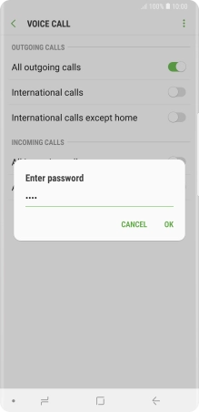 Key in your barring password and press OK. The default barring password is 0000.