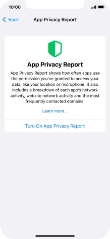 Press Turn On App Privacy Report to turn on the function.