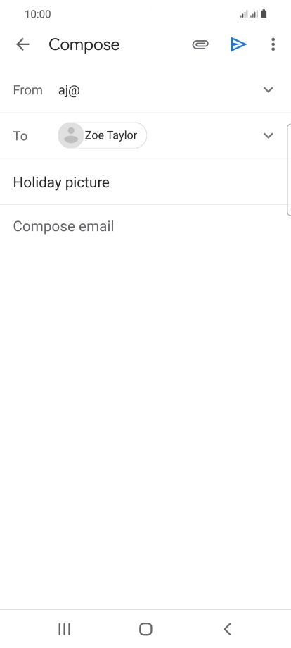 Press the text input field and write the text for your email message.