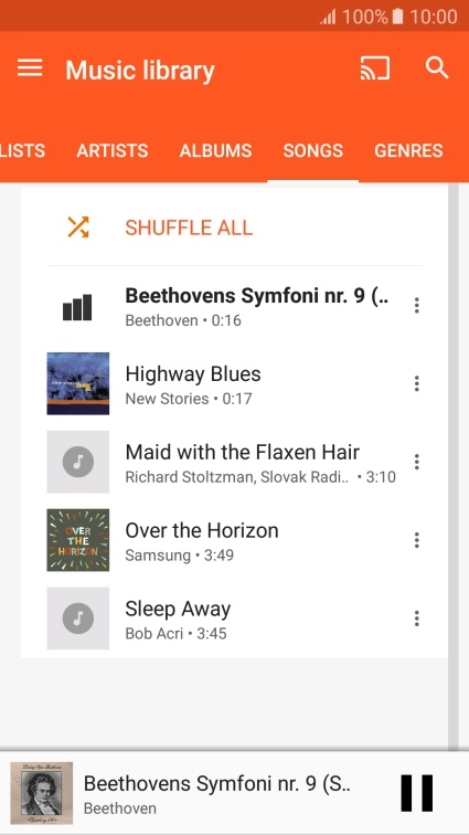 Press the song title at the bottom of the screen.