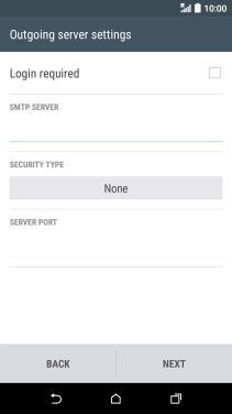 Press Login required to turn the function on or off. Please note that if you're using Vodafone's outgoing server, turn off SMTP authentication and leave the username and password fields empty.