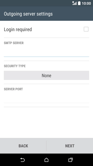 Press Login required to turn the function on or off. Please note that if you're using Vodafone's outgoing server, turn off SMTP authentication and leave the username and password fields empty.