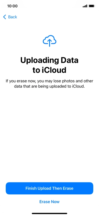 Press the required setting.