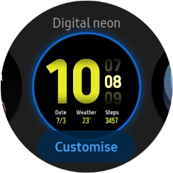 Press the required watch face.