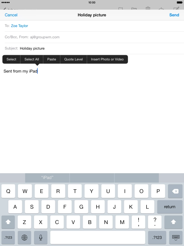 Press Insert Photo or Video and go to the required folder.