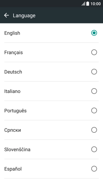 Press the required language.
