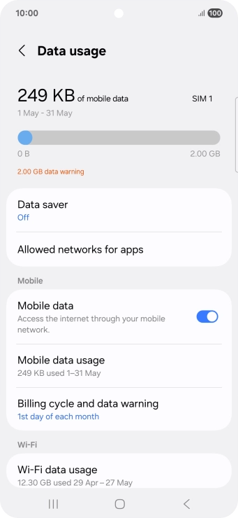 The total data usage is displayed.