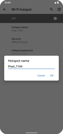 Key in the required Wi-Fi hotspot name and press OK.