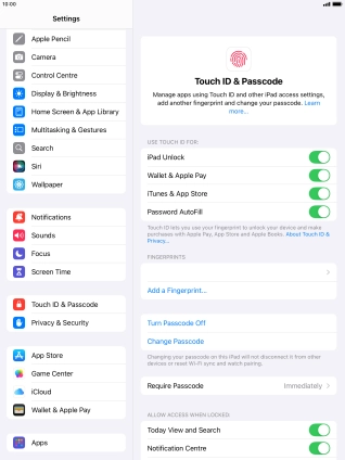 Press the indicators next to the required settings to turn them on or off.