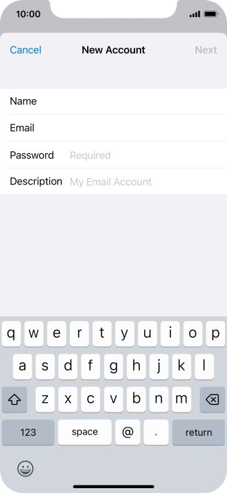 Press Password and key in the password for your email account.