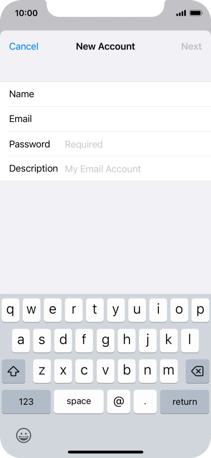 Press Password and key in the password for your email account.