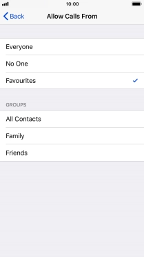 Press the required setting to select which contacts can call you even though Do Not Disturb is turned on.