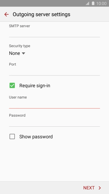 If you turn on SMTP authentication, press the field below 