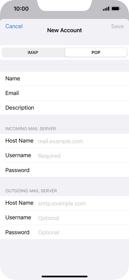 Press Host Name and key in the name of your email provider's incoming server.