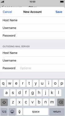 Press Password and key in the password for your email account. Please note that if you're using Vodafone's outgoing server, leave the password field empty.